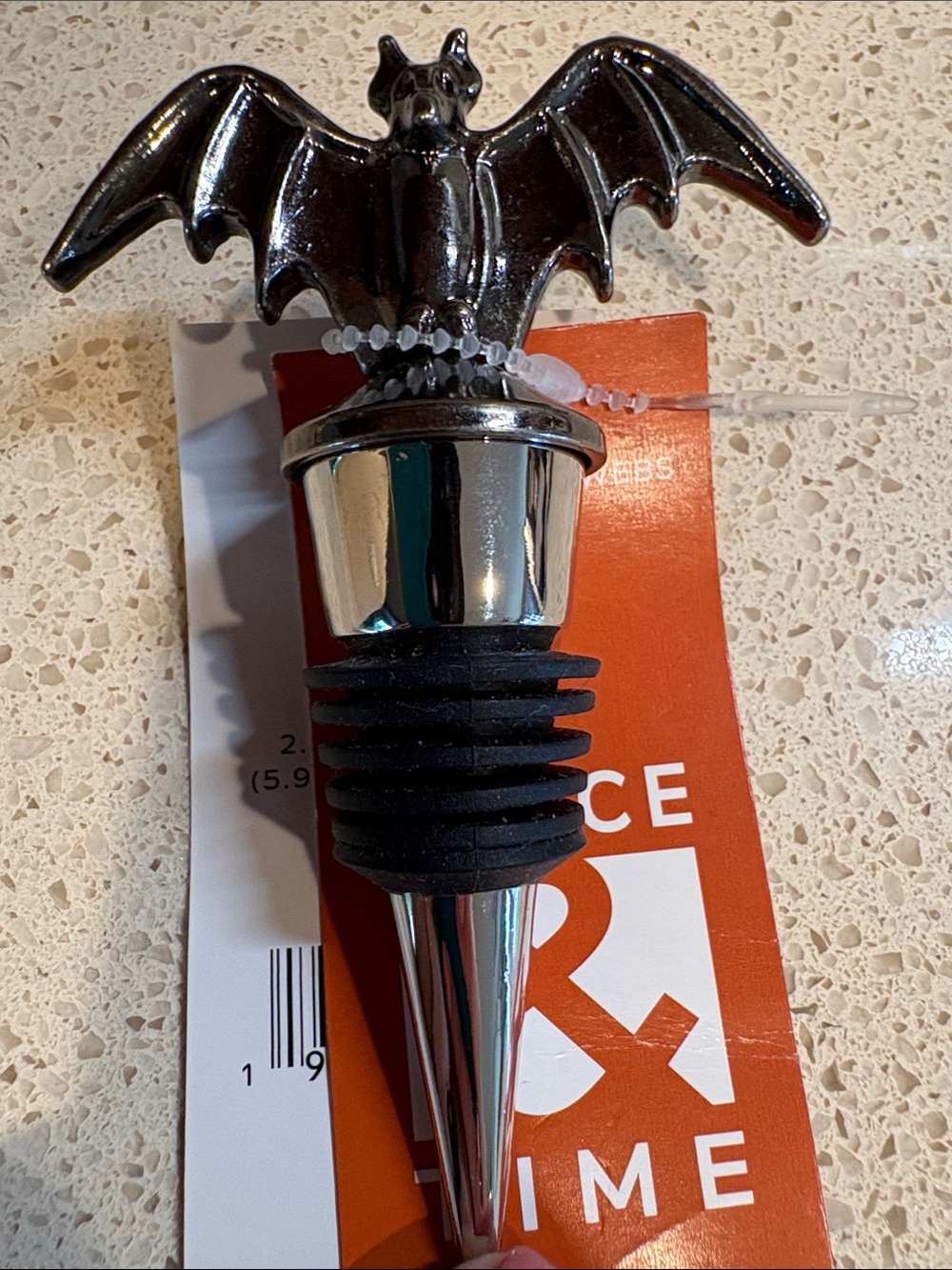 Stainless Steel Bat Wine Stopper - Black/Silver
